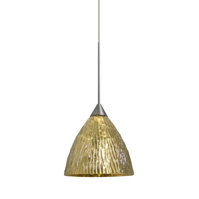 Abbie-James 1 - Light Single Pendant, Satin Nickel, Stone Gold, Incandescent