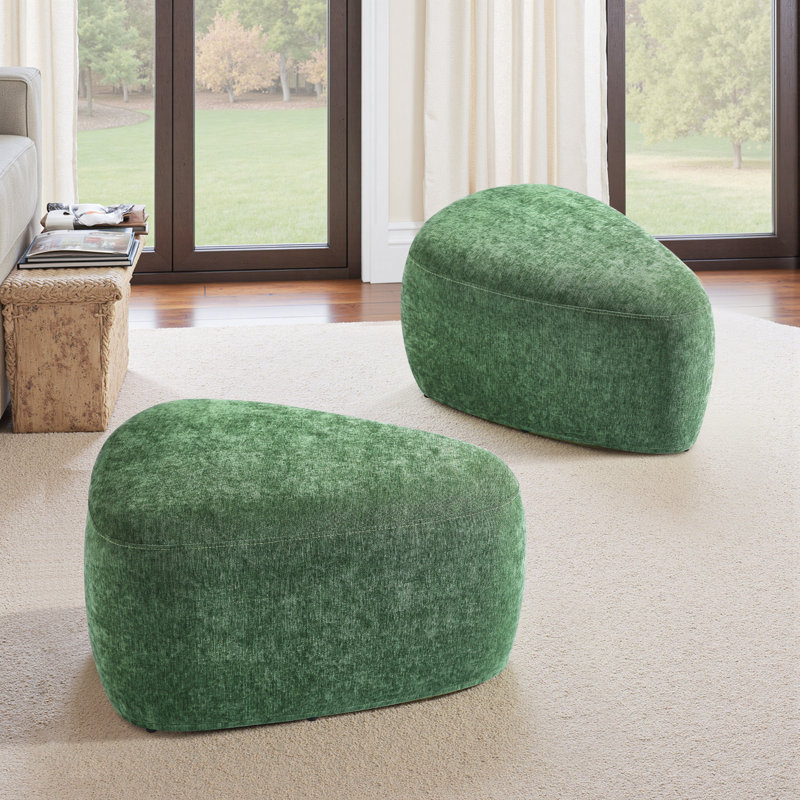 Adna 67.1Cm Wide Triangle Footstool Ottoman, Green