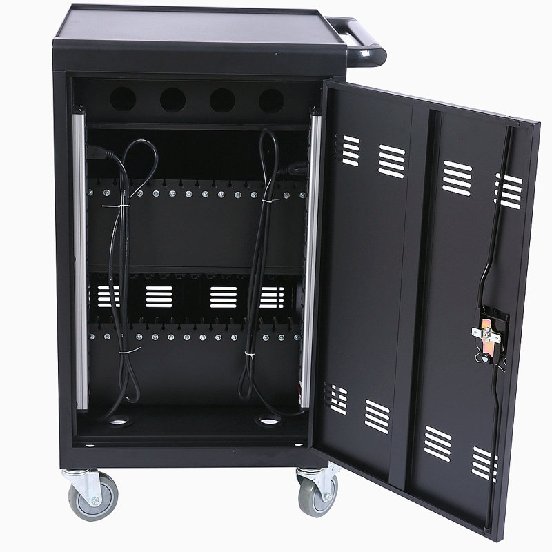 Mobile Charging Cart And Cabinet  Tablets Laptops, Black