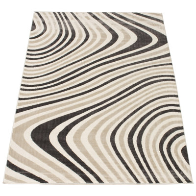 Ensemble de tapis à motif abstrait noir / ivoire Cobb