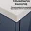 Meuble-lavabo 30 po x 22 po bleu marine avec comptoir en marbre de culture et miroir à DEL - fermeture en douceur et durabilité-1047189096
