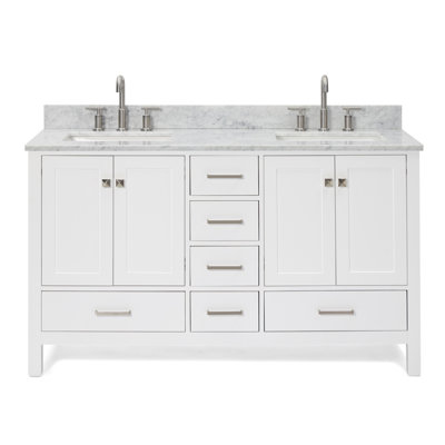 Flynt 61'' Double Bathroom Vanity with Carrara Marble Top
