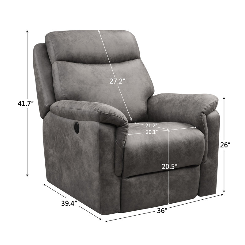 Aveen Upholstered Power Recliner, Brown Anti-splashing Fabric