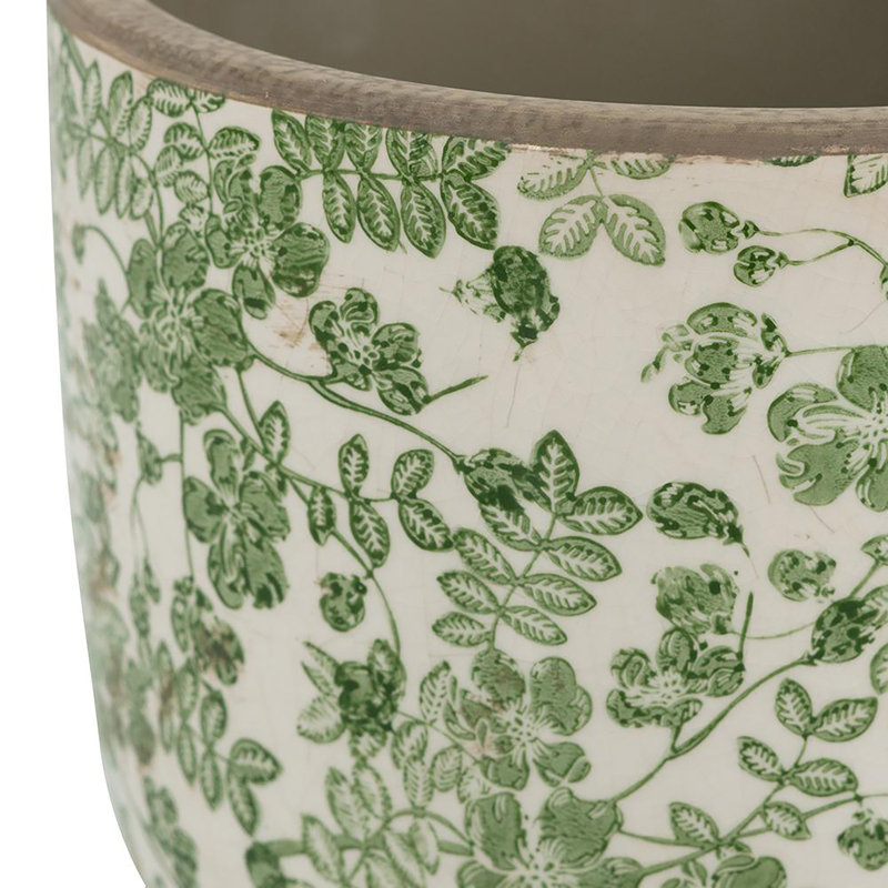 Pot à fleurs - vert / blanc, H 6,9 po x l 7,9 po x P 7,9 po