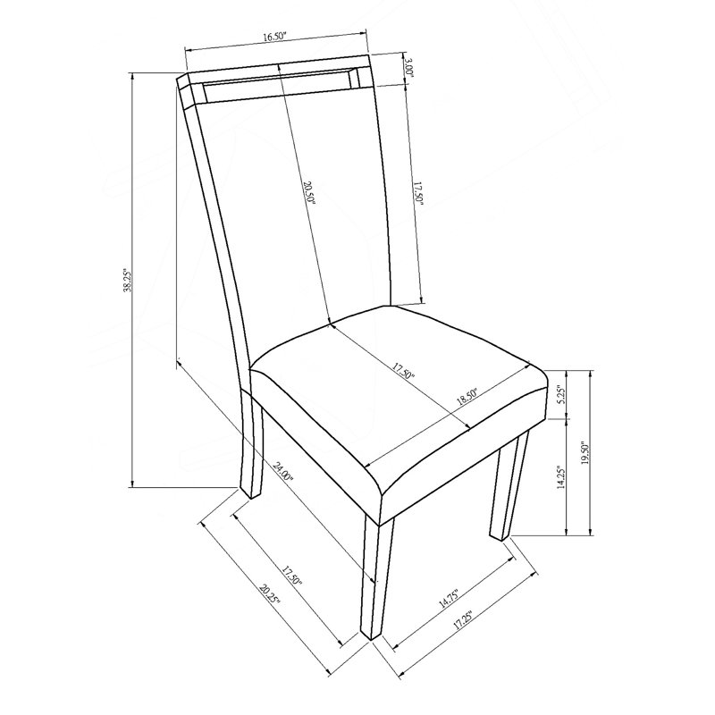 Chaise de salle à manger rembourrée 2Pc