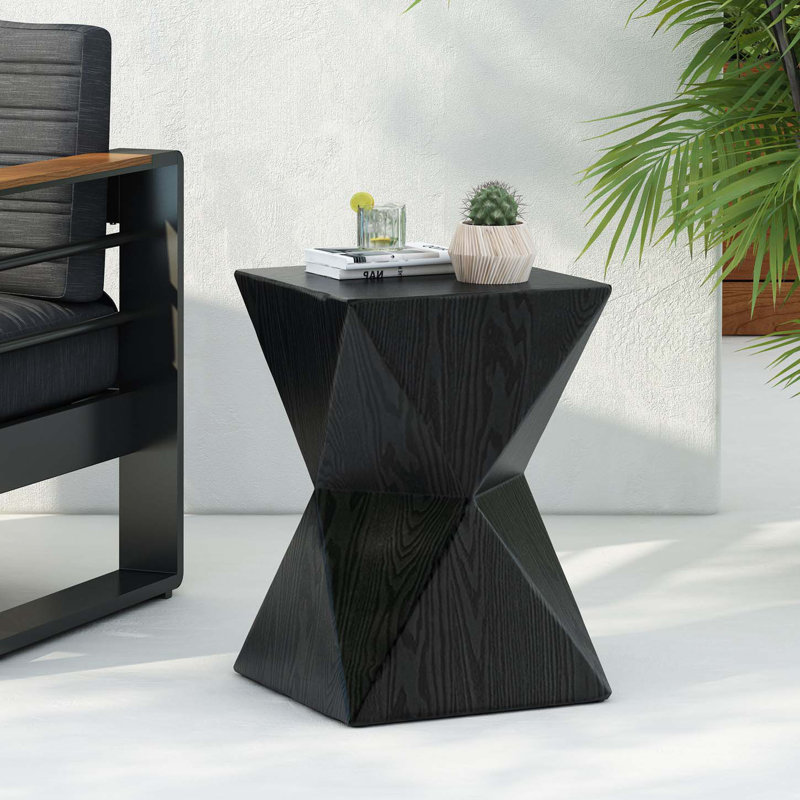 Side Table With Modern Prismatic Shape, Black