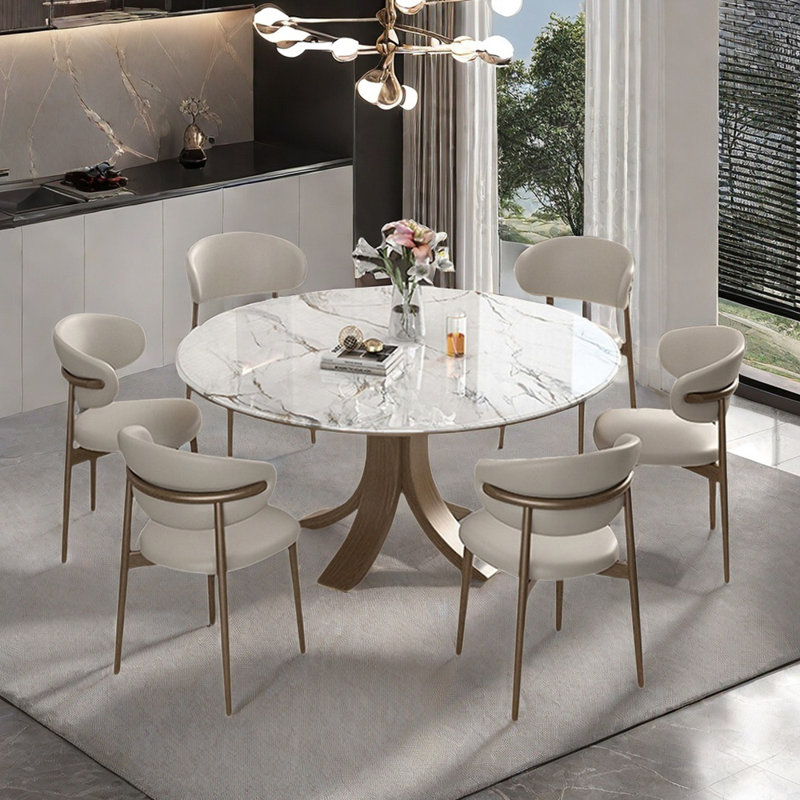 Light luxury simple round dining table sets, 29.5"H x 53.1"L x 53.1"W