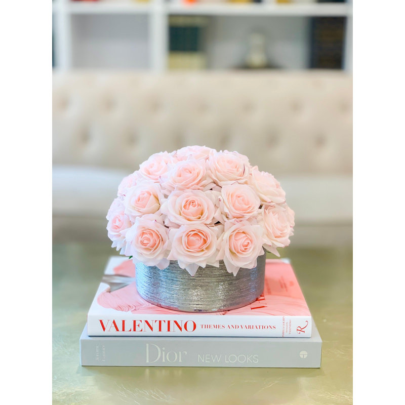 Rose Faux Floral in Vase, Red