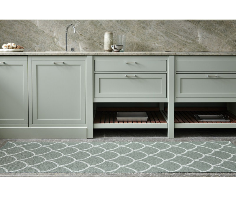 Kotte Storm/Gray Area Rug, Runner 2'3" x 7'6", Green/White