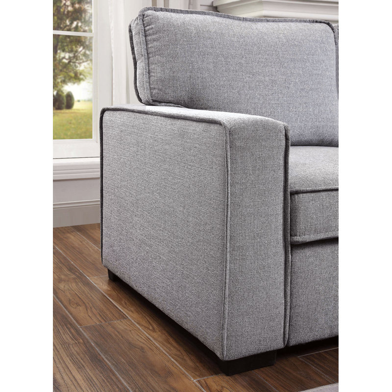 Varinder Upholstered L-Shaped Sectional Left Hand Facing, Gray Linen Blend