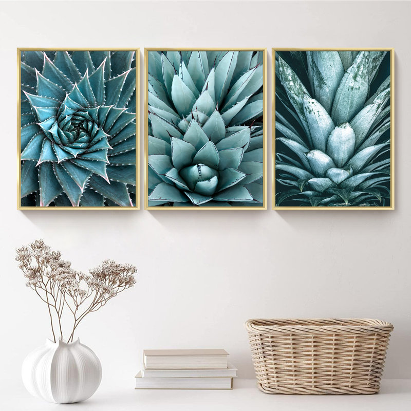 Cactus - ensemble de 3 reproductions d'art sur toile, L 8 po x H 10 po