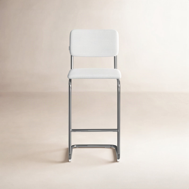 Walsh Linen Bar & Counter Stool, White, Counter Stool (24” Seat Height)