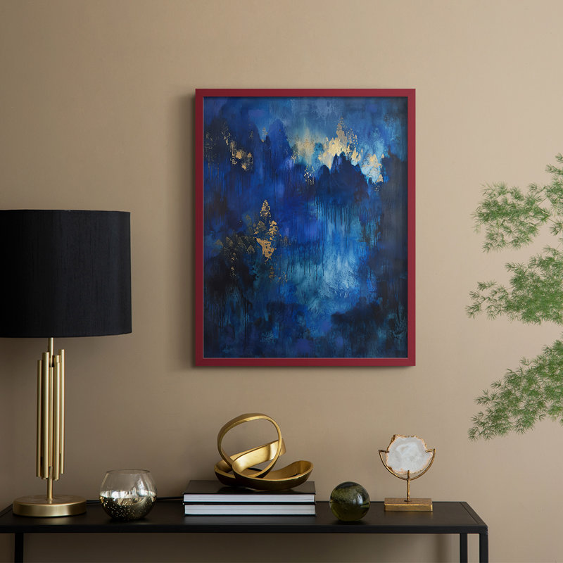 ABSTRACT Series XIII, reproduction encadrée - bois massif, H 30 po x l 24 po, Rouge