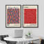 "Classical Artwork Net In Blue, Red Dots Accumulation" par Yayoi Kusama, reproduction d'art sur toile encadrée japonaise 2 pièces-91069483-91069485