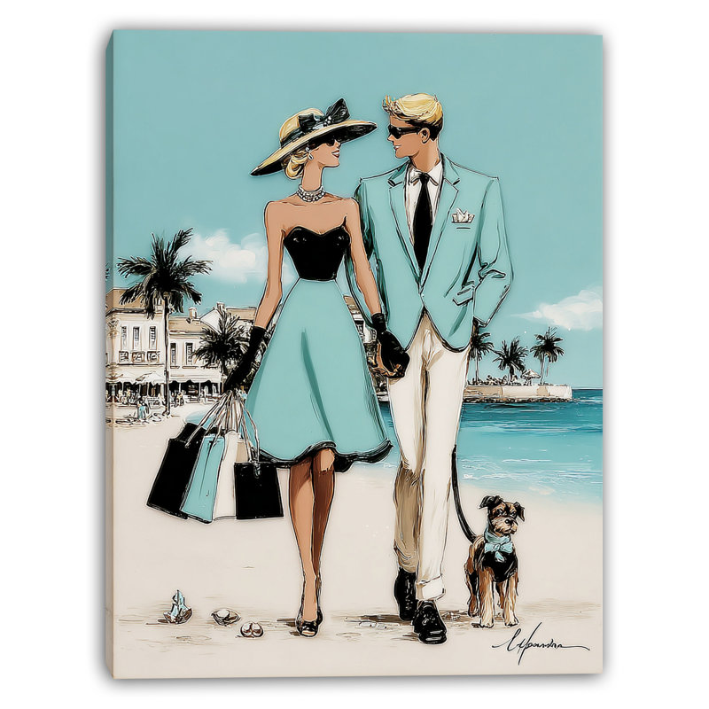 «Stroll by the Sea», art mural sur toile tendue, H 48 po x l 36 po