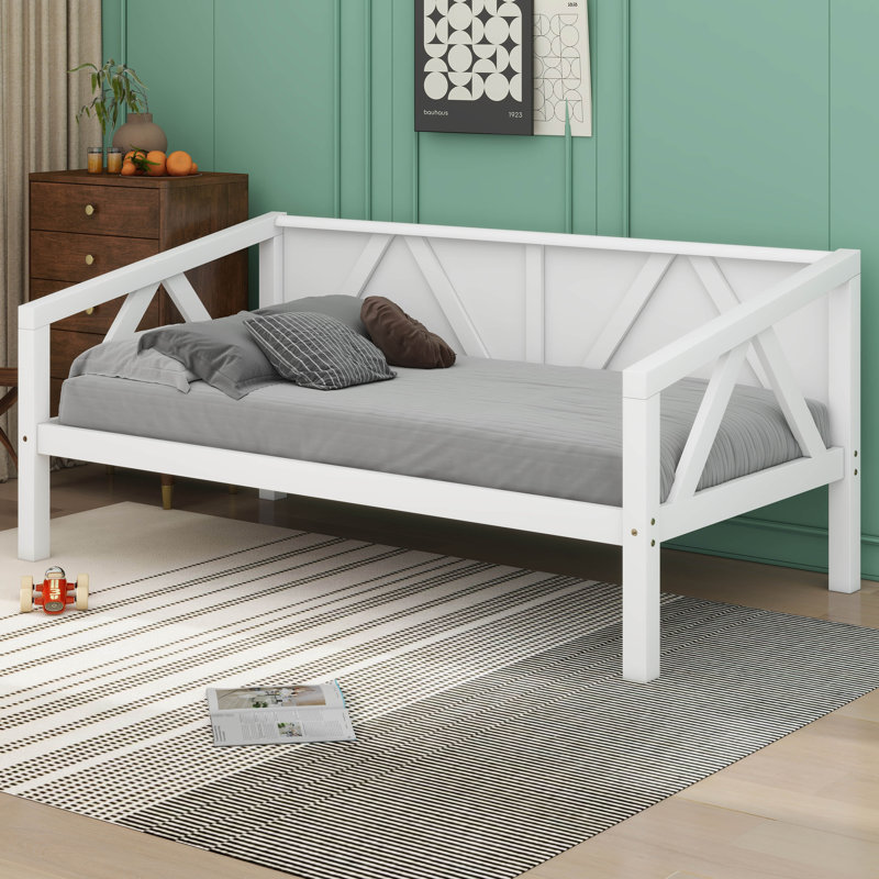 Lit de jour en bois, Lit simple, Blanc