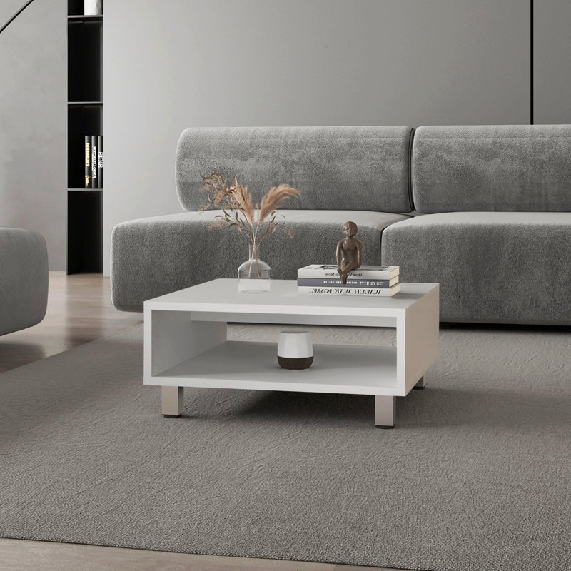 Coffee Table With Open Storage, End Table, White