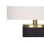 Lampe de table moderne en béton nervuré avec gradateur à 3 voies et élégant abat-jour en lin ivoire