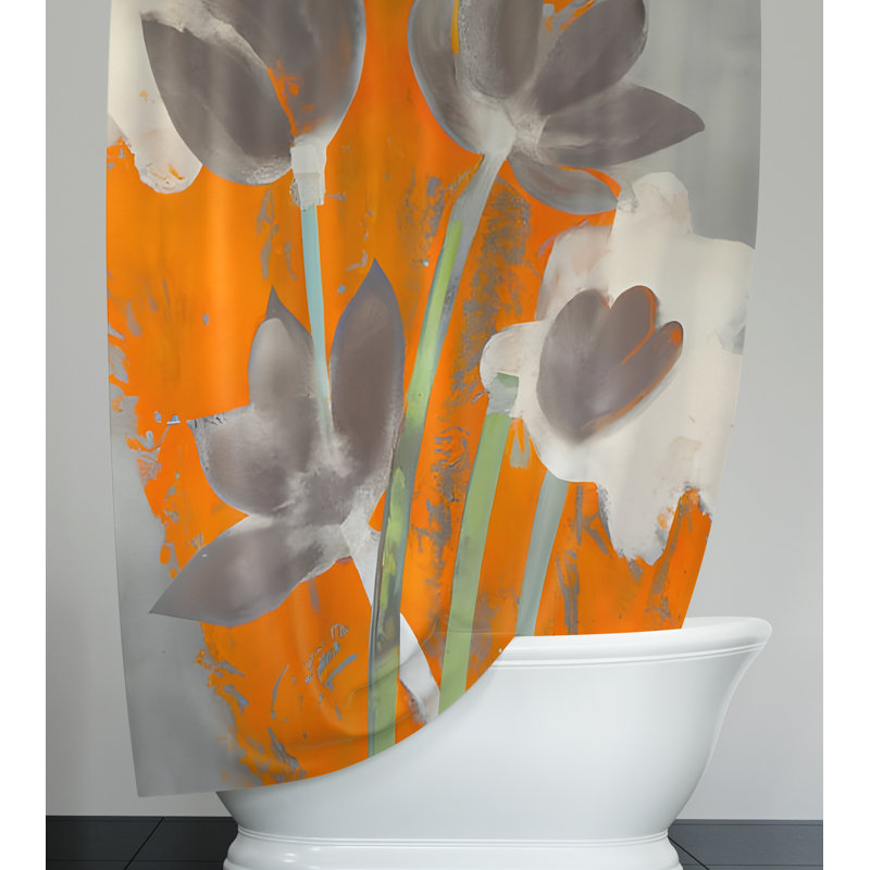 Vouni Floral Shower Curtain, 93" H x 70" W