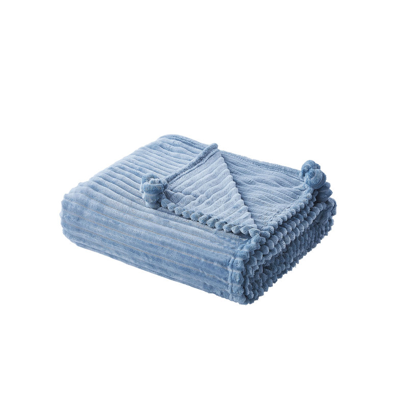Andish Plain Weave / Muslin Throw Blanket, Blue
