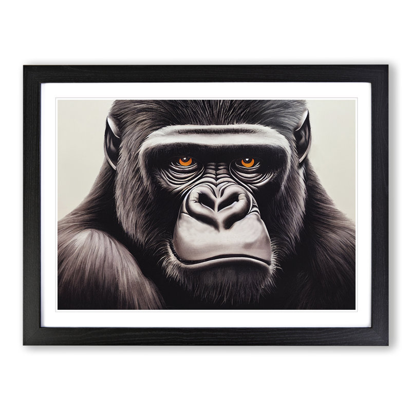 Gorilla - Single Picture Frame Print, 34cm H x 46cm W x 2cm D, Black Framed