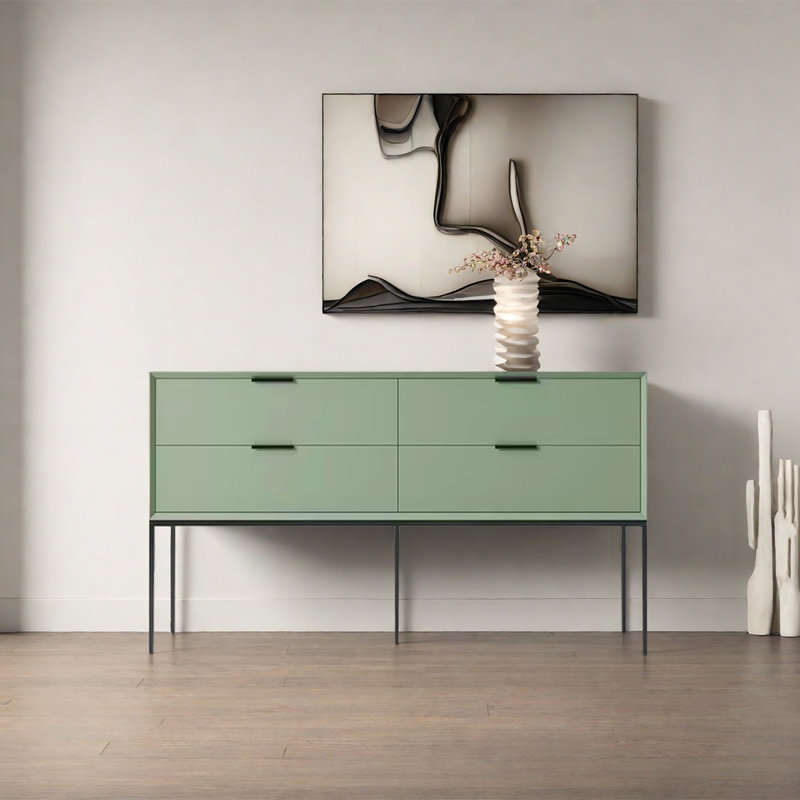 Modern Minimalist Practical Console Table, 31.5" H x 70.87" W x 15.75" D, Light Green