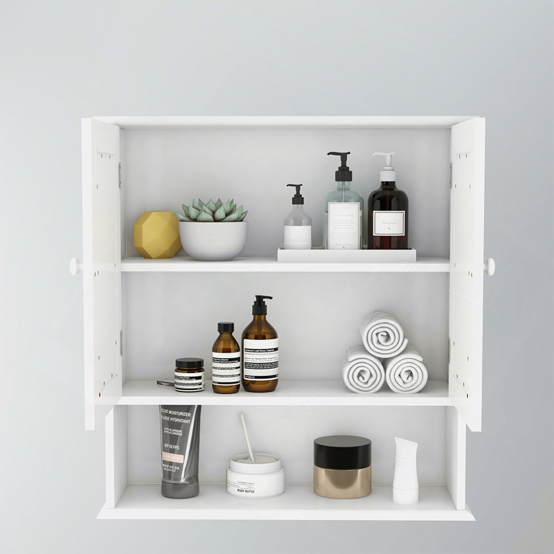 Armoire murale de salle de bain avec portes et tablettes à miroir Doule