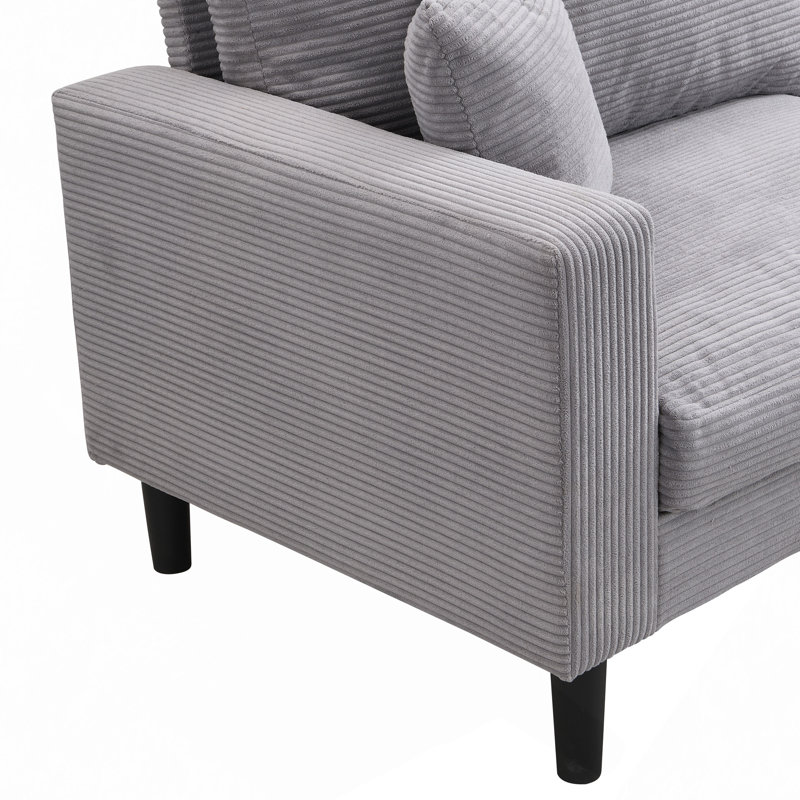 Canapé 74 po haute résilience 74 po, Gris clair