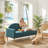 Rainbow-Inspired Linen Upholstered Chaise Lounge with Curved Backrest-1076173660