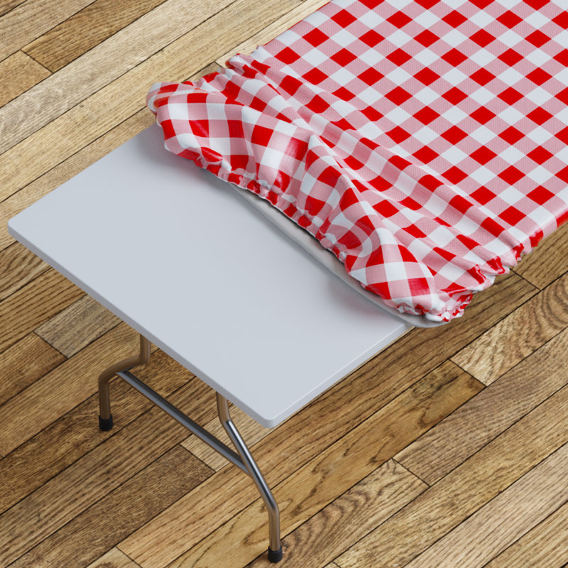 Vinyl Picnic Fited Tableclth Rectangle 48X24 Black, Red, 72" x 30"