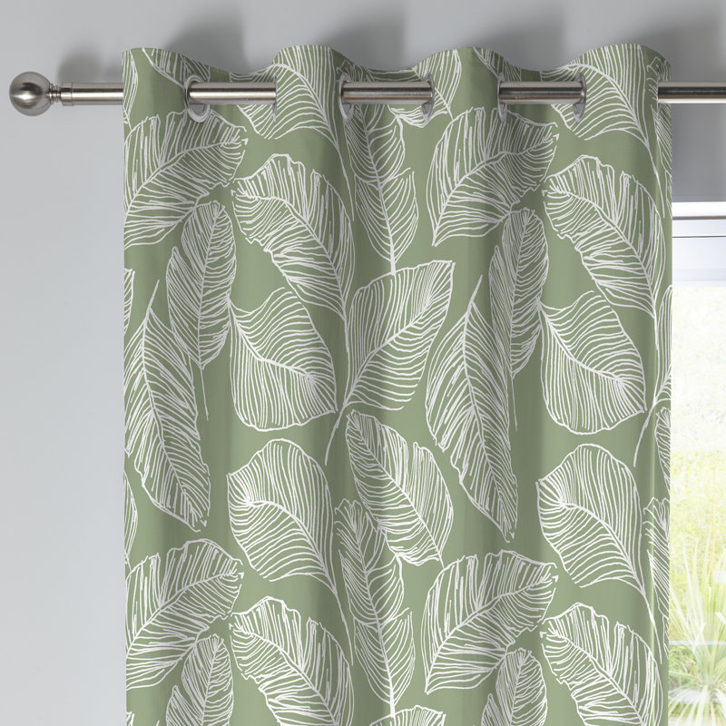 Matteo Cotton Sheer Curtain Pair, Green, Width 117 x Drop 137 cm