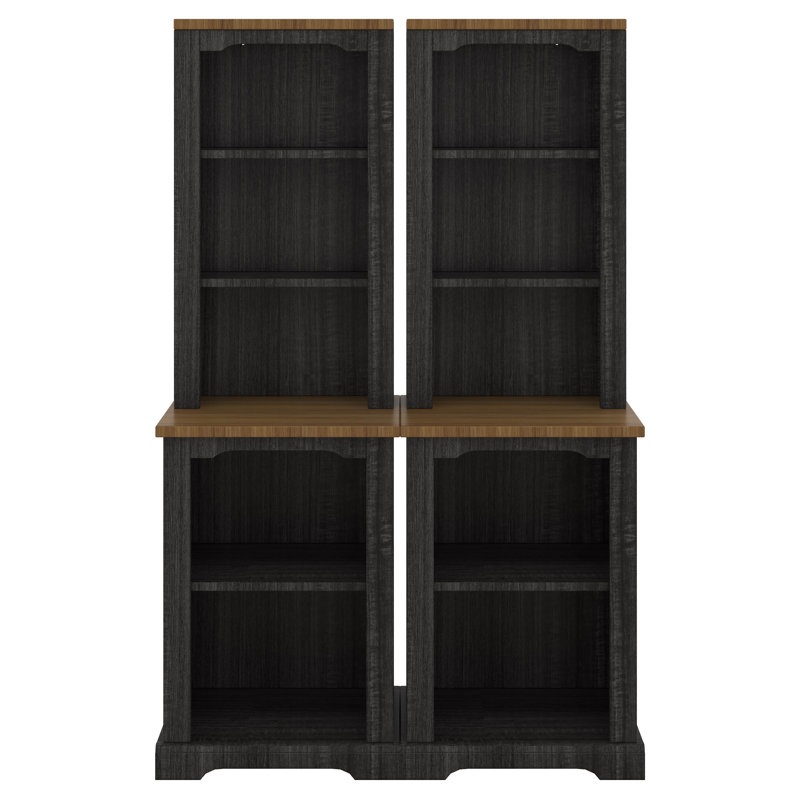Two-Piece Tall Curved Bookshelf, Freestanding Tall Cabinet With Fully Open Storage, Stylish Display Shelf With Anti-Tip Device