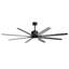 Ventilateur de plafond 76 pouces avec télécommande à intensité variable de 18 W à DEL 8 pales en bois massif noir pour le salon