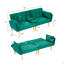 Canapé-lit double pliable vert 72 po, revêtement en velours doux, canapé confortable pour 2 personnes.