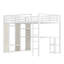 Structure de lit mezzanine en métal pour grand lit avec garde-robe intégrée, bureau et tablettes de rangement