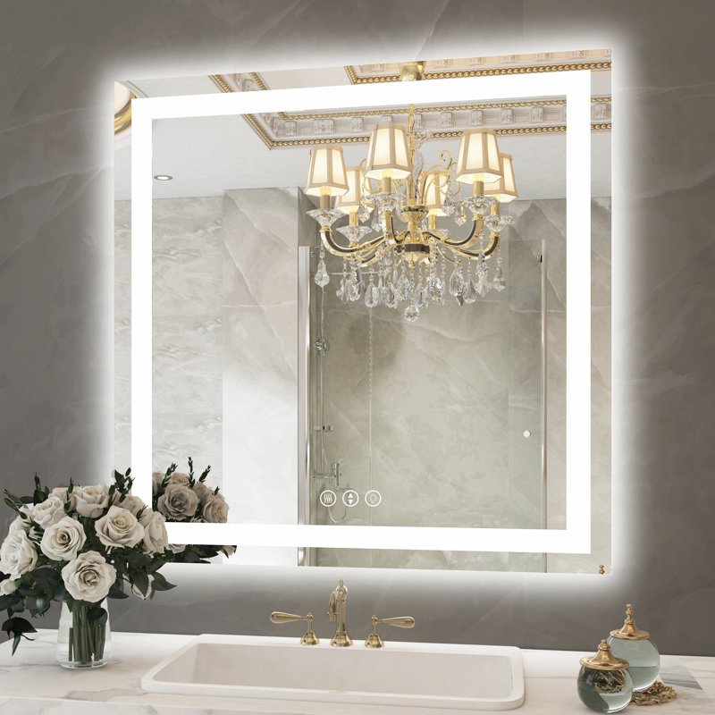 Dokes Frameless LED Vanity Wall Mirror Passed ETL, 36" x 36"