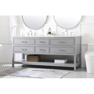 Sinclaire 72'' Double Bathroom Vanity with Engineered Marble Top