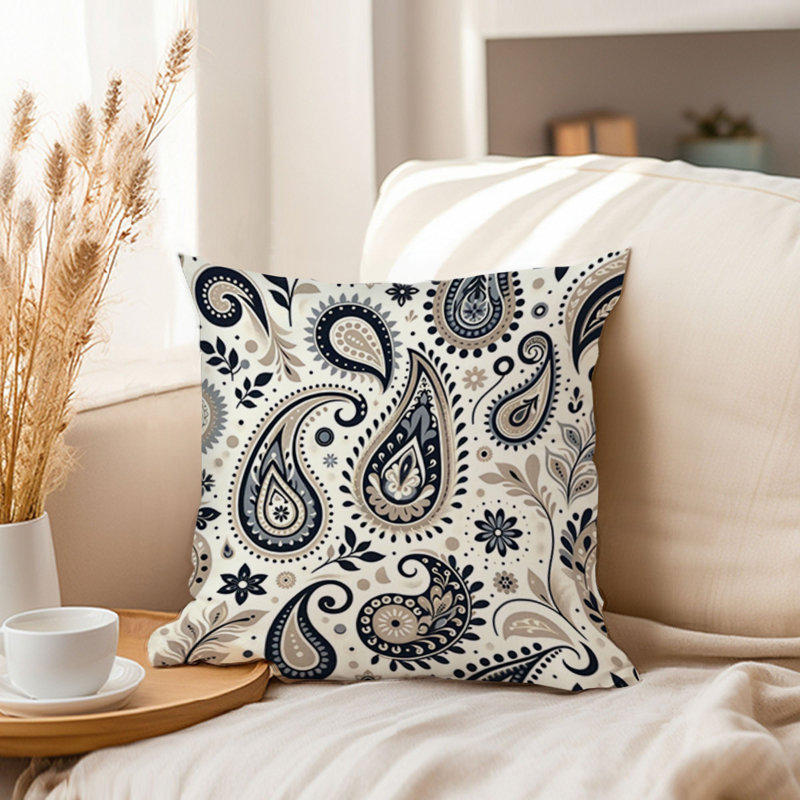 Abstract Beige Paisley Pattern II Bohemian, 20"H x 20"W