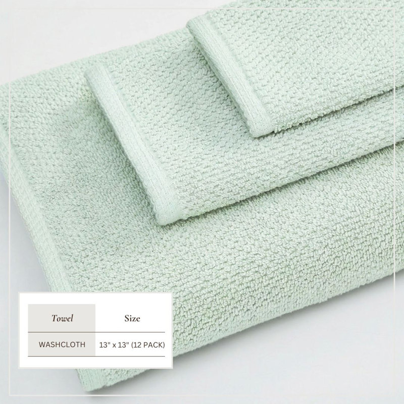 Drap de bain 100% coton texturé, Pastel Blue, Gant de toilette - paquet de 12