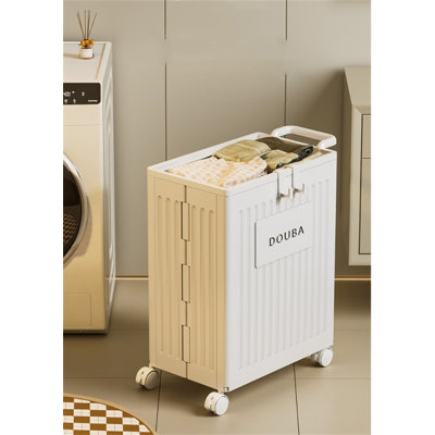 Plastic Rolling Laundry Hamper with Handles
