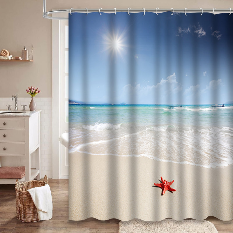 Rideau de douche Red Starfish Beach, L 72 po x l 78 po