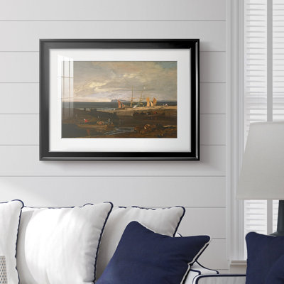 Coast Scene with Fishermen and Boats-J.M.W. Turner-Framed Print with Mat and glass-c. early 19th Century