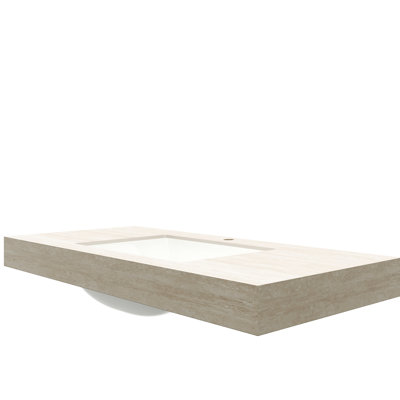 - Comptoir en pierre frittée à motif et lavabo rectangulaire encastré en céramique blanche, trou de robinet pré-percé, résistance aux rayures à haute température, trop-plein de débordement standard de 8,32 po