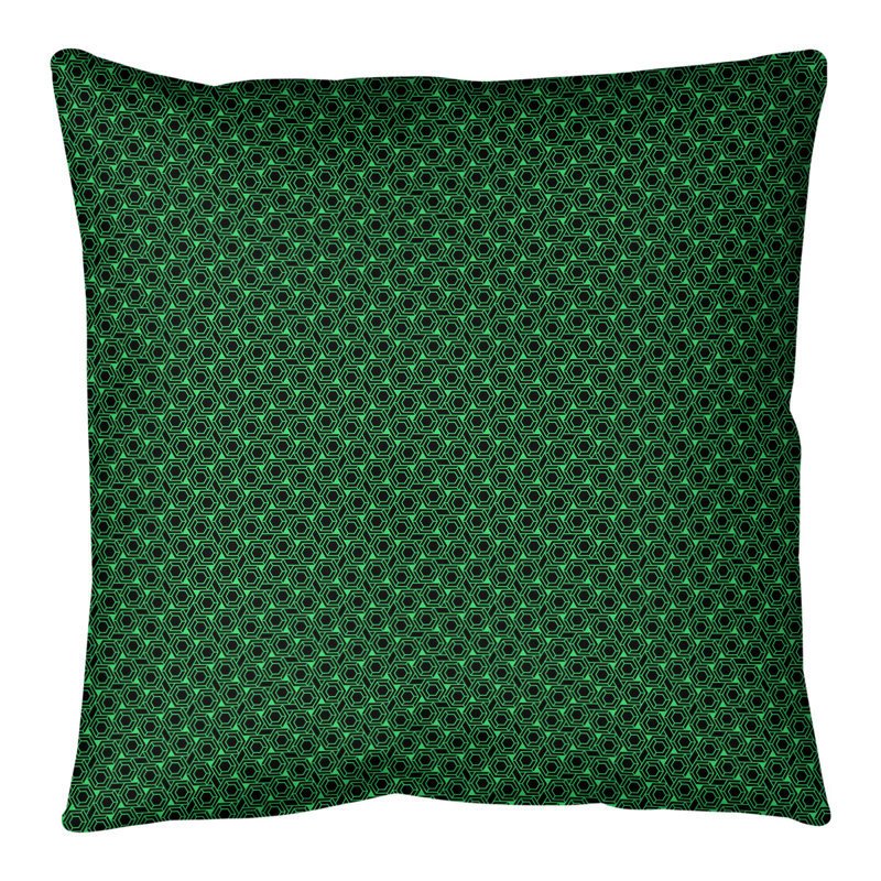 Coussin décoratif à treillis hexagonal Katelyn Elizabeth, H 14 po x l 14 po, Forêt, Bourre en polyester