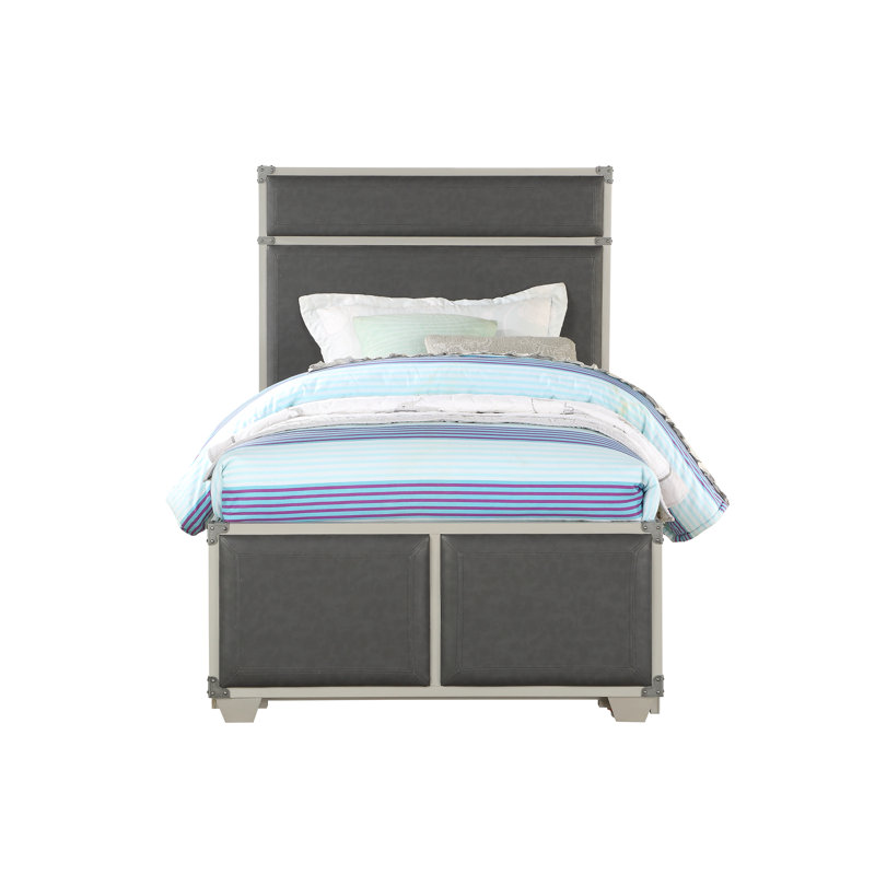 Lit plateforme gris Stepplee, Simple