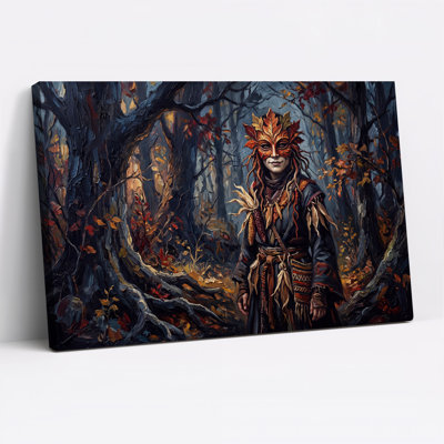 «Personne dans une feuille d'automne», art mural sur toile Halloween
