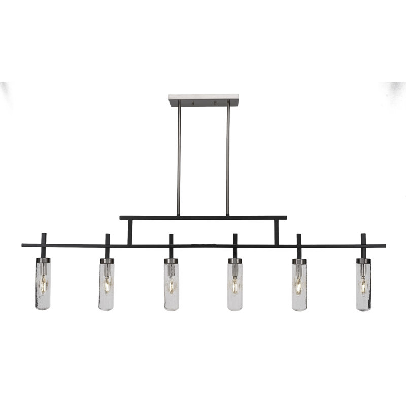 Bar 6 lumières Salinda, Noir mat/nickel brossé, Bulle transparente