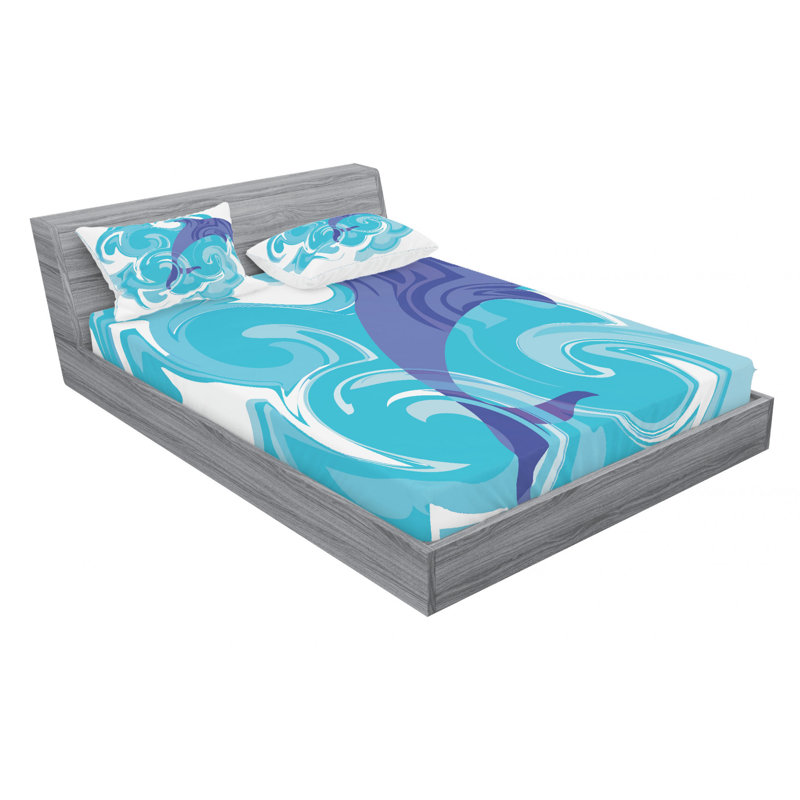 Dolphin Microfiber Sheet Set, Queen Sheet Set + Fitted Sheet + 2 Pillowcases