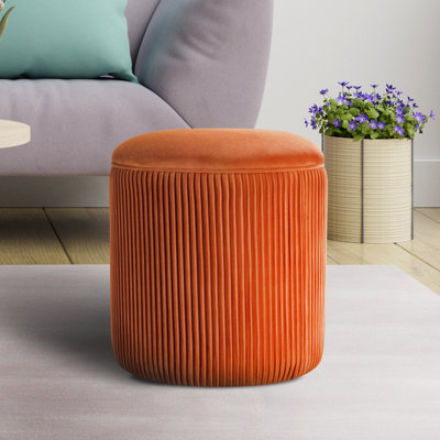 39.9 cm W Velvet Round Footstool
