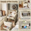 Ensemble de coiffeuse avec miroir et lumière, ensemble de coiffeuse 3 en 1 avec tabouret caché, station de charge et espace de rangement ouvert, coiffeuse compacte
